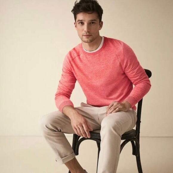 Mens REISS Carsen Wool Linen Blend Minimalist Crew Neck Jumper Medium - Picture 3 of 8